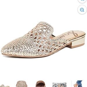 Sam Edelman Clara Metallic Gold Leather Mules size 6.5